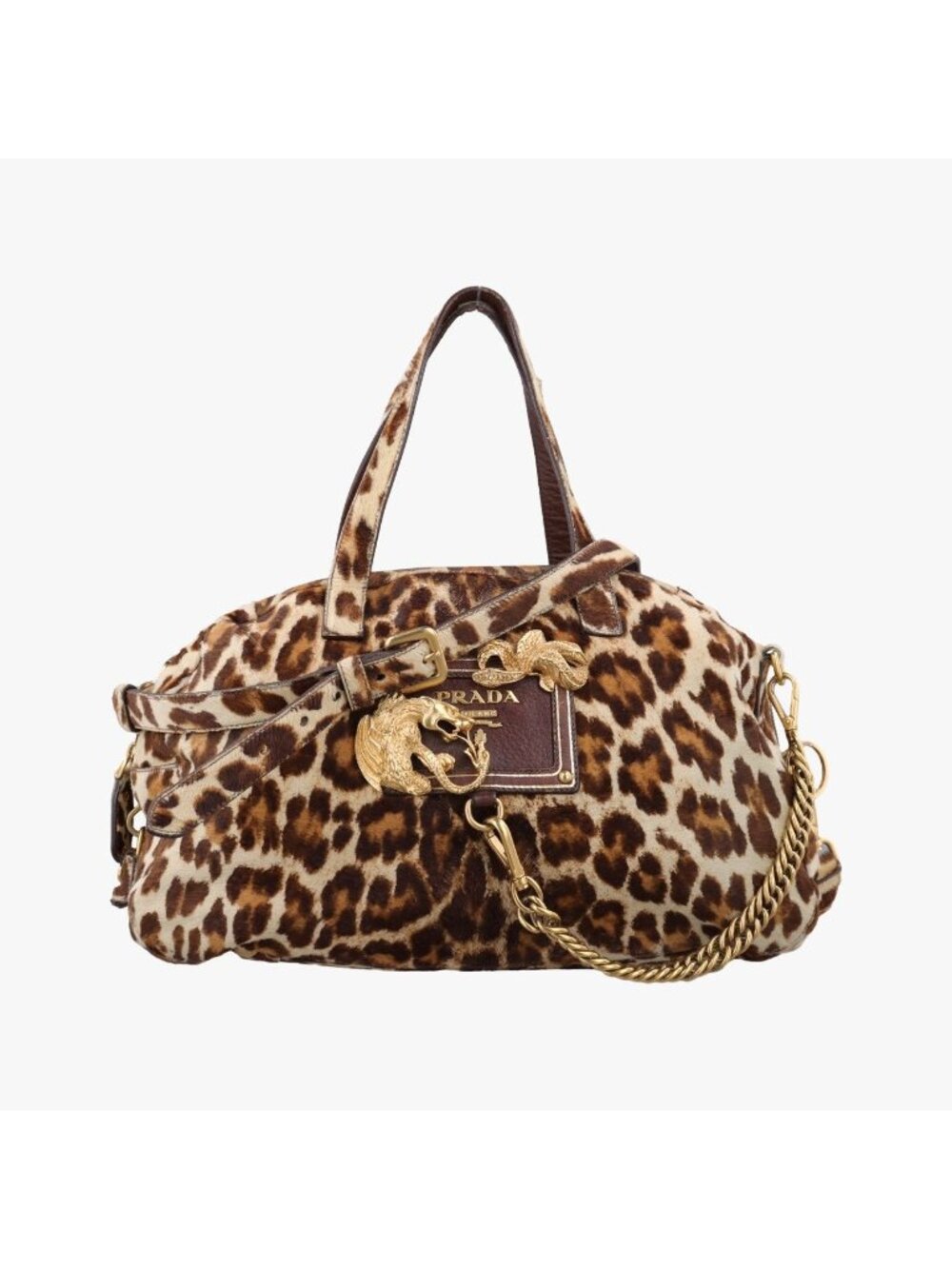 Prada Leopard Print Leobird Multicolor Calf Hair